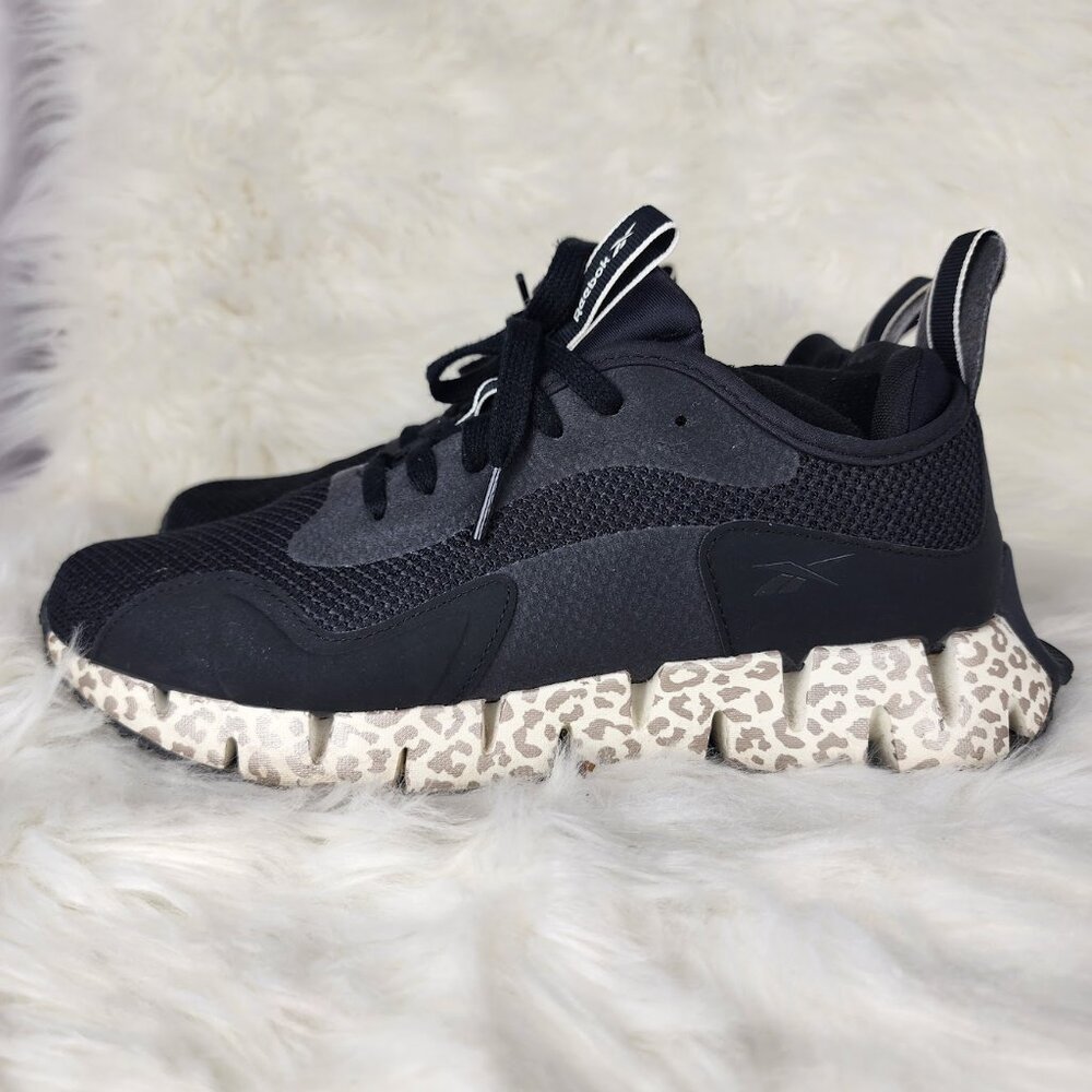 Reebok Zig Dynamica Black Leopard Womens Size 10 Athletic Shoe
